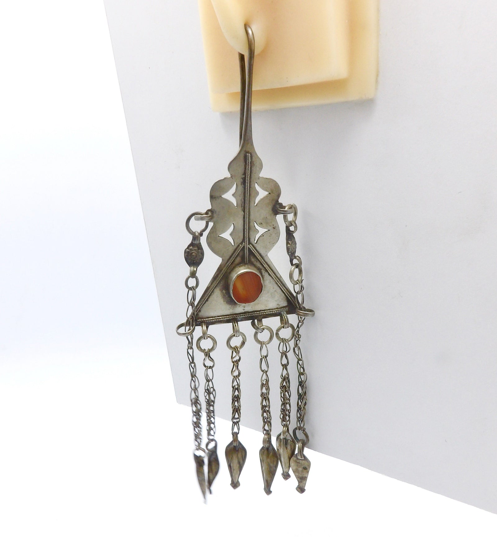 Tribal 800 Silver & Carnelian Uzbekistan Earrings I