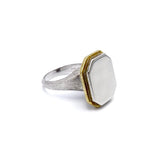 Mario Buccellati 18K White and Yellow Gold Signet Ring Ring Kirsten's Corner 