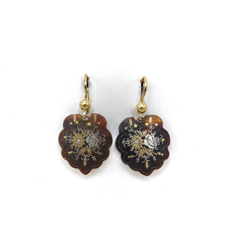 Victorian Floral Pique Earrings with 14K Gold & Silver Details Earrings Kirsten's Corner 
