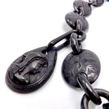 Victorian Whitby Jet Carved Warrior and Anchor Chain Mourning Necklace Necklace Kirsten's Corner 