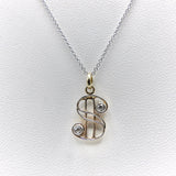 Edwardian Platinum & 14K Gold Dollar Sign or 'S' Pendant w/ Diamonds Pendant charm 