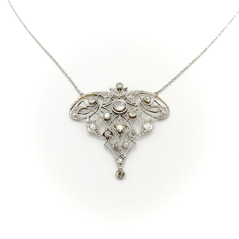 Edwardian 14K Gold and Platinum Diamond Necklace Necklace Kirsten's Corner Jewelry 