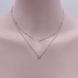 14K White Gold Bezel Set Diamond Solitaire Necklace Necklace Kirsten's Corner 