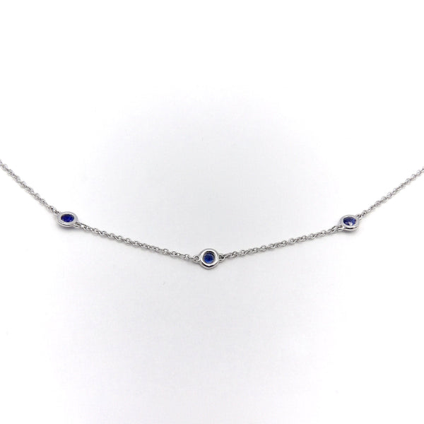 14K White Gold Sapphire by the Yard Necklace Necklace Kirsten's Corner 