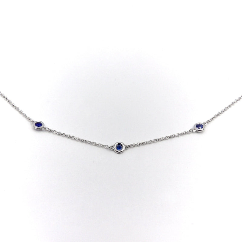 14K White Gold Sapphire by the Yard Necklace Necklace Kirsten's Corner 