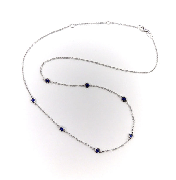 14K White Gold Sapphire by the Yard Necklace Necklace Kirsten's Corner 