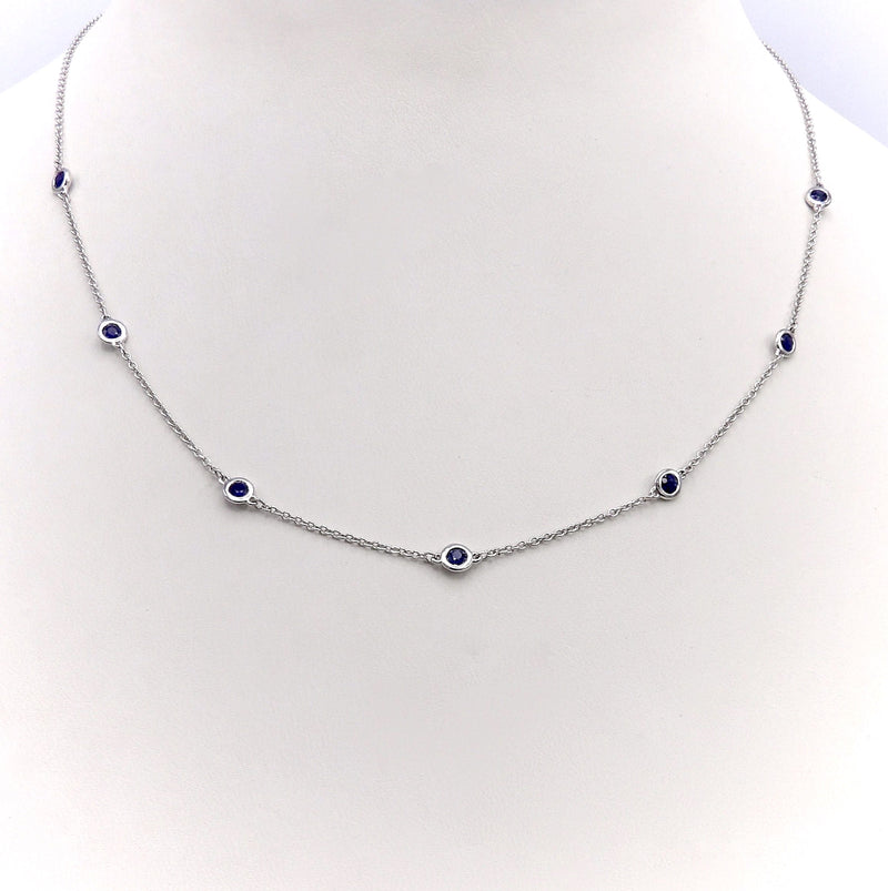 14K White Gold Sapphire by the Yard Necklace Necklace Kirsten's Corner 