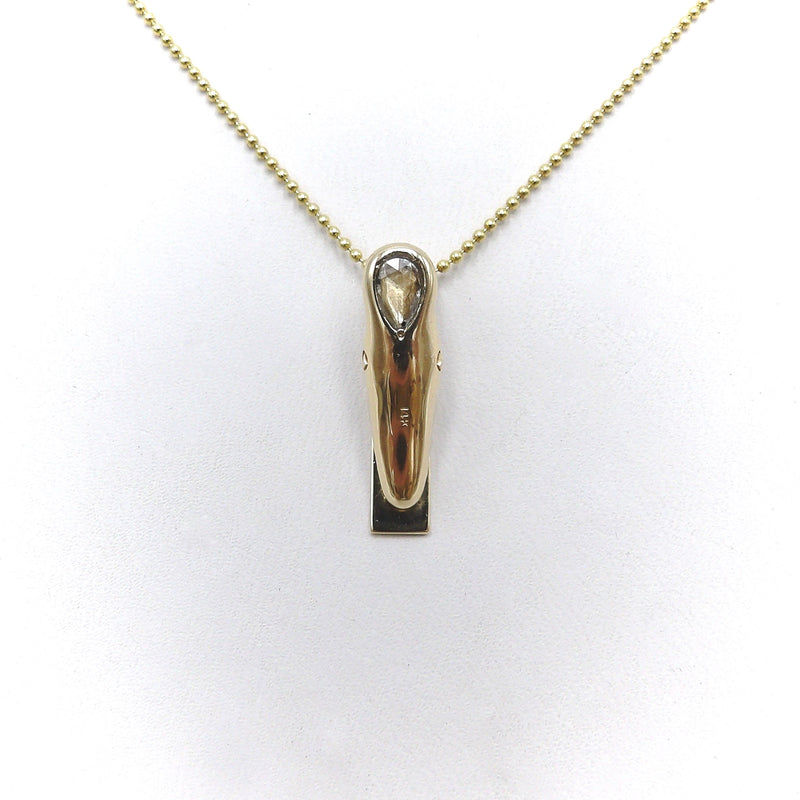 14K Gold Signature Tie-Clip or Pendant with Pear-Shaped Diamond Pendant Kirsten's Corner Jewelry 