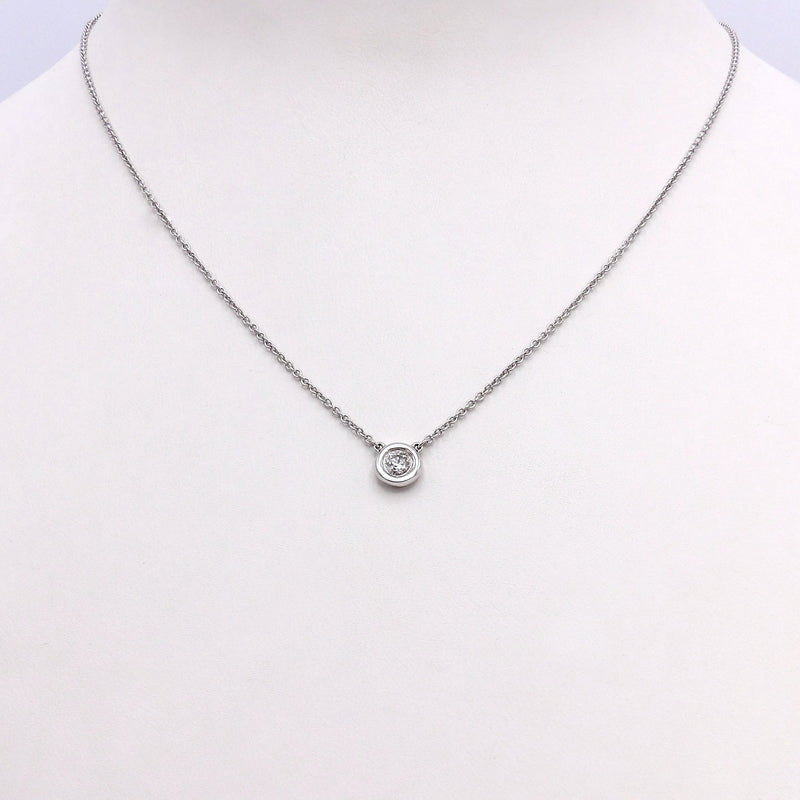 14K White Gold Bezel Set Diamond Solitaire Necklace Necklace Kirsten's Corner 