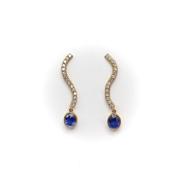 14K Gold, Sapphire and Diamond Dangle Earrings Earrings Kirsten's Corner Jewelry 