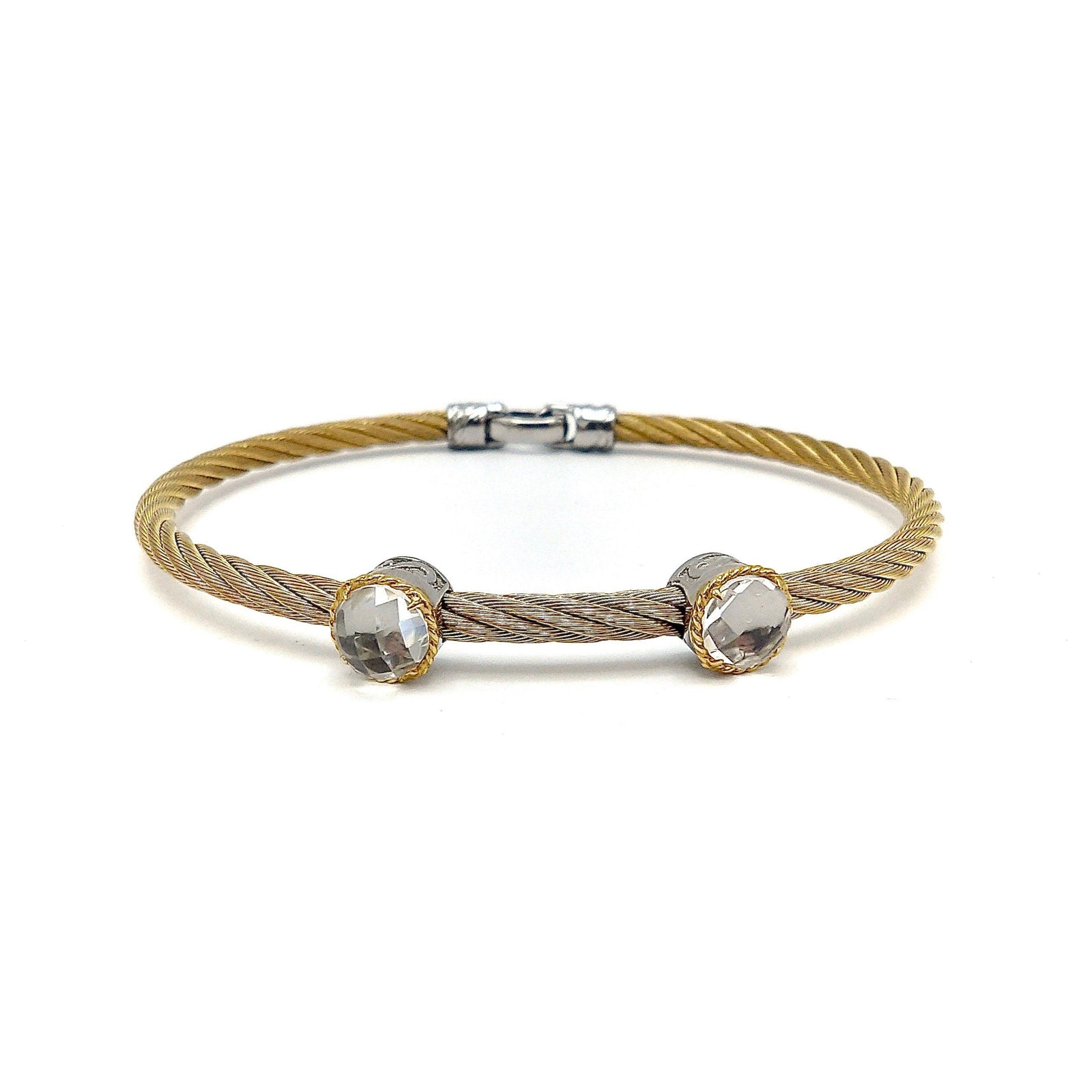 Charriol Stainless Steel & 18K Gold White Topaz Bracelet 