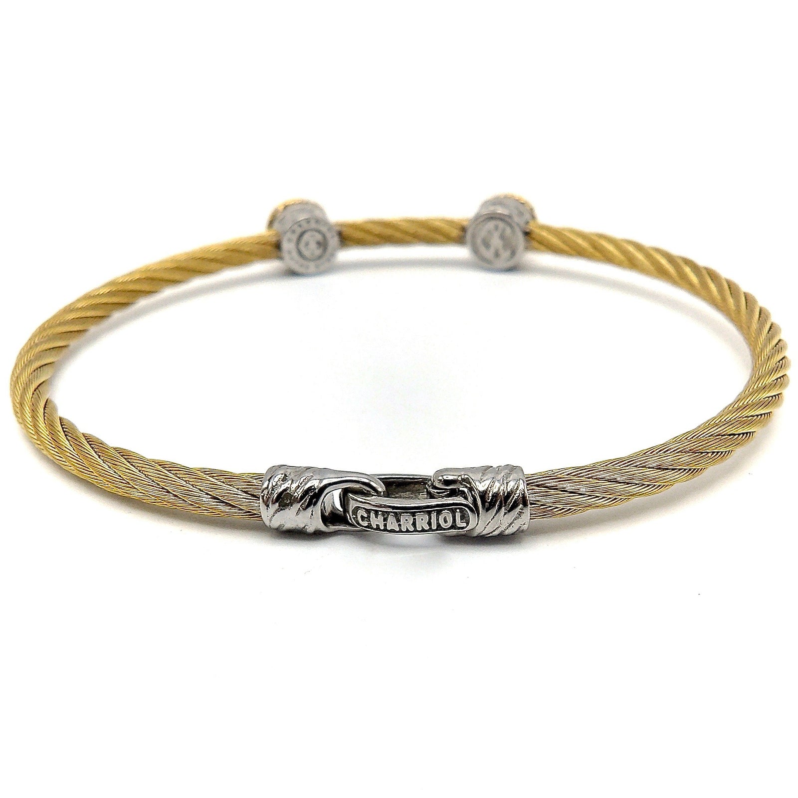 Charriol Stainless Steel & 18K Gold White Topaz Bracelet