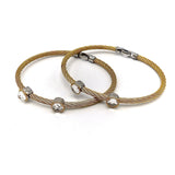 Charriol Stainless Steel and 18K Gold White Topaz Cable Bracelet Bracelet Kirsten's Corner 