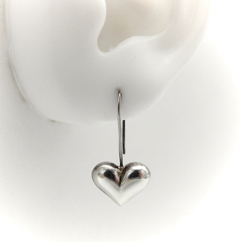 Vintage Sterling Silver Puffy Heart Earrings Kirsten's Corner 