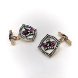 14K Gold Imperial Style Russian Cuff Links with Diamonds and Rubies Cufflinks Kirsten's Corner 