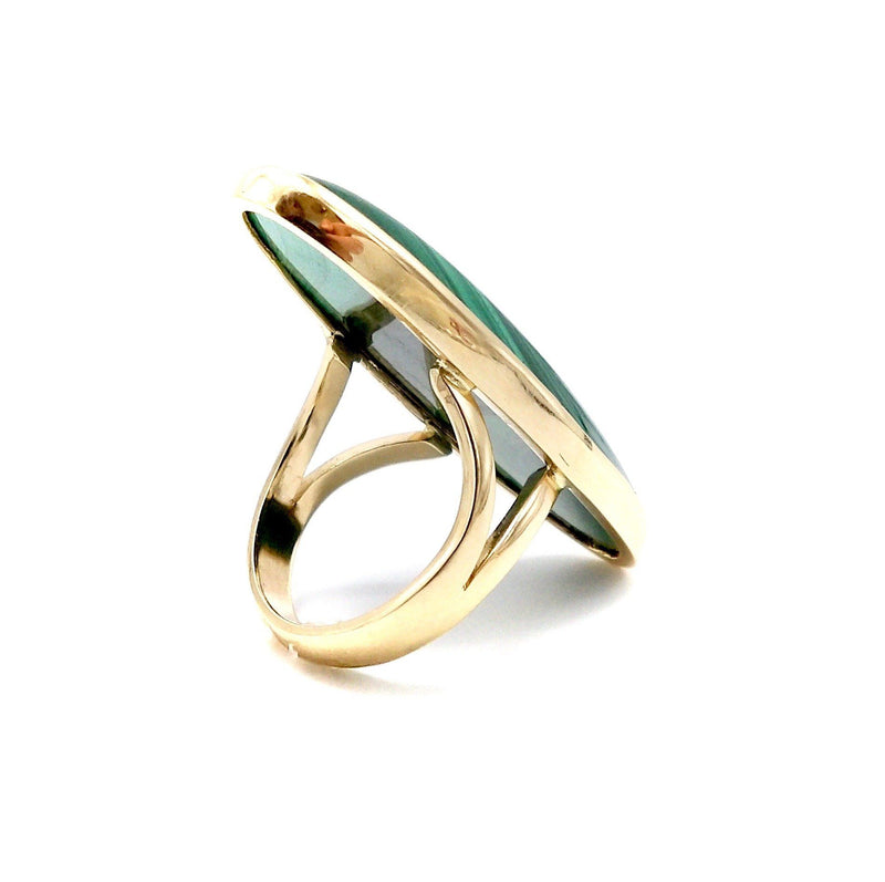 Signature 14K Gold & Malachite Oval Cabochon Ring Ring Kirsten's Corner Jewelry 