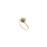 Signature 14K Gold Flower Ring with Diamonds and Emerald Ring Kirsten's Corner Jewelry 