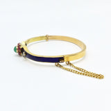 Victorian 18K Gold, Emerald, Diamond, Ruby and Enamel Bangle Bracelet Bracelet Kirsten's Corner Jewelry 