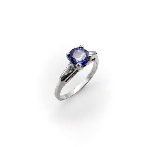 Platinum Ceylon Sapphire and Diamond Ring Ring Kirsten's Corner 