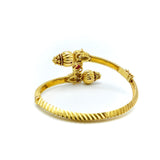 18K Indian Gold Bypass Bangle Bracelet with Diamonds and a Ruby Bracelet Kirsten's Corner Jewelry 