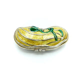 Art Nouveau Sterling Silver and Gold Gilt Peanut Pill Box with Enamel Box Kirsten's Corner 