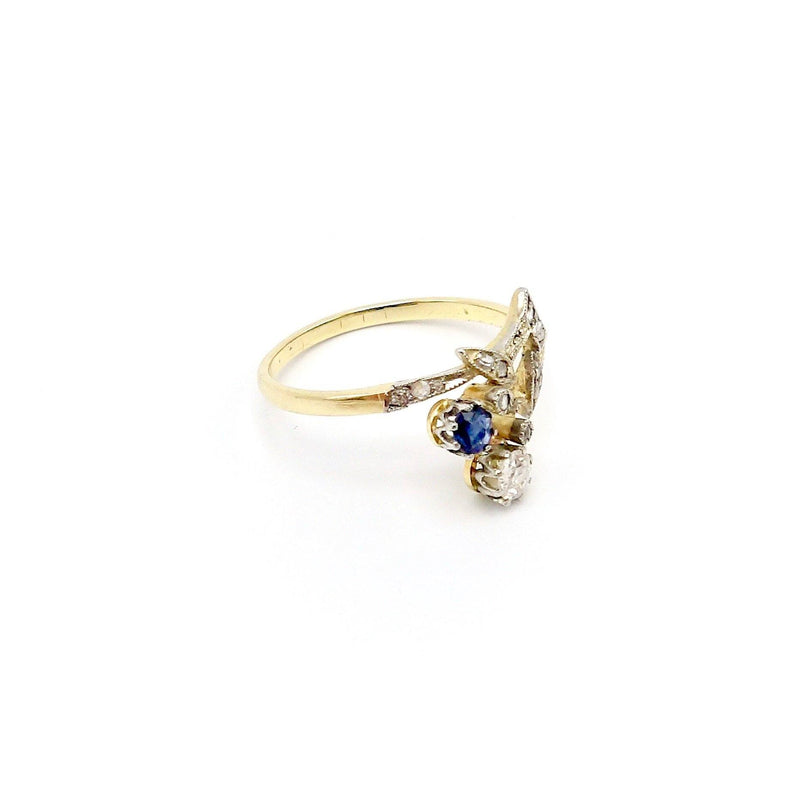 18K Gold Edwardian Diamond and Sapphire Ring Ring Kirsten's Corner 