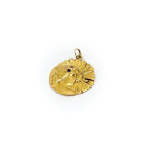 Art Nouveau 18K Gold Young Flower Girl Medallion Charm Kirsten's Corner 