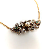 Victorian 18K Gold and Silver Emerald, Pearl and Diamond Necklace Kirsten's Corner 