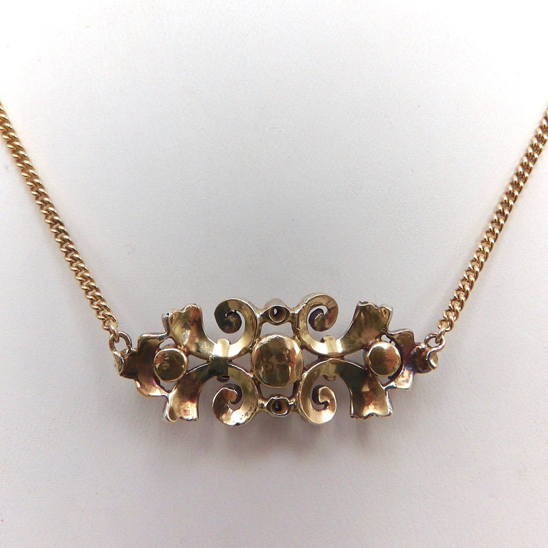 Victorian 18K Gold & Silver Necklace w/ Emeralds, Pearl & Diamonds I Kirsten's Corner Necklace Kirsten's Corner 