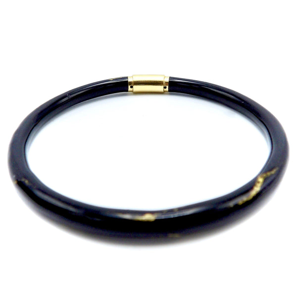 SOHO 18K Gold Black Enamel Calligraphic Stripe Bangle Bracelet Bracelet Kirsten's Corner Jewelry 