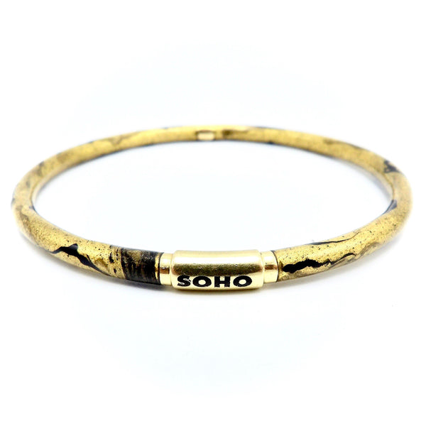 SOHO 18K Gold Enamel Golden Calligraphic Stripe Bangle Bracelet Bracelet Kirsten's Corner Jewelry 