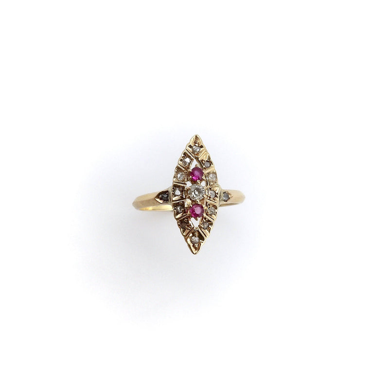 18K Gold Victorian Ruby and Diamond Ring Ring Kirsten's Corner 
