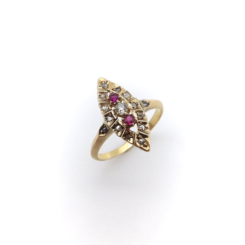 18K Gold Victorian Ruby and Diamond Ring Ring Kirsten's Corner 