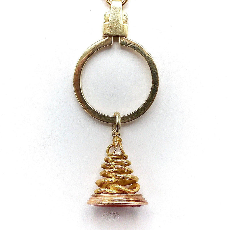 Victorian 18K and 14K Gold Russian Intaglio Fob/Pendant with Snakes Kirsten's Corner 