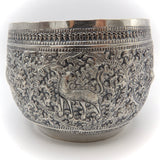 Intricate Burmese Sterling Silver Repoussé Zodiac Bowl Objects of Virtue Kirsten's Corner Jewelry 