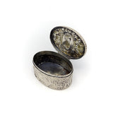Victorian Matched Pair of Hanau Oval Silver Boxes Depicting Gentlemen Objects of Virtue Kirsten's Corner Jewelry 
