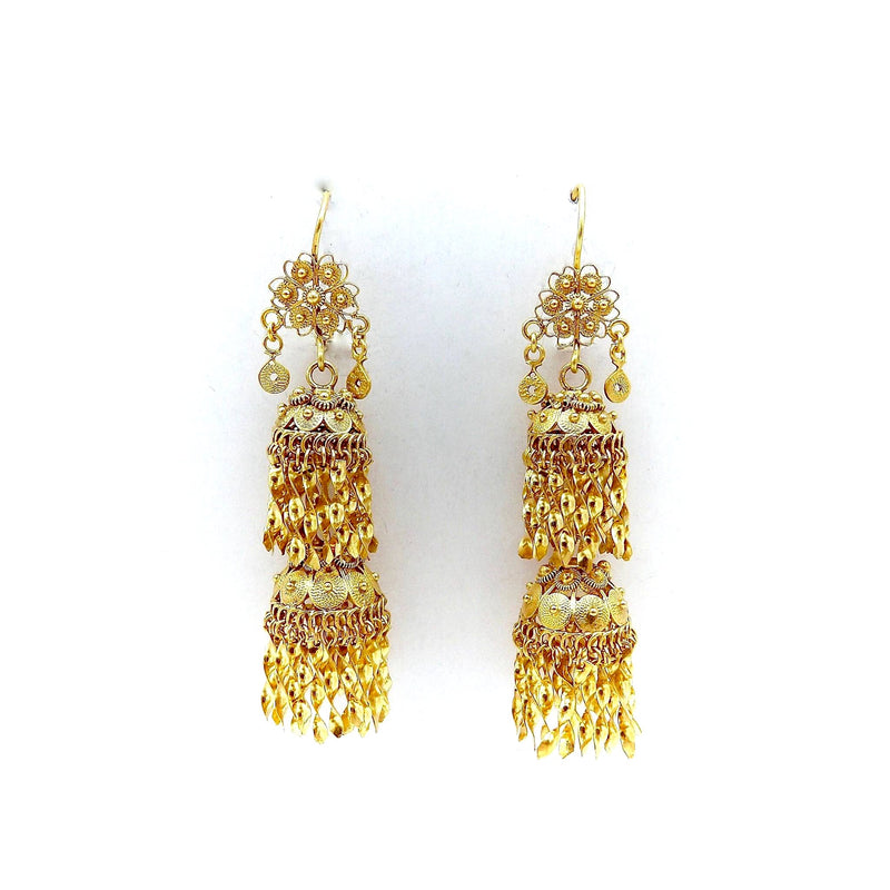 14K Chandelier Indian Wedding Earrings Earrings Kirsten's Corner Jewelry 