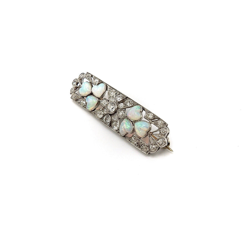 Edwardian Platinum Diamond & Opal Brooch or Pendant Brooch Kirsten's Corner Jewelry 