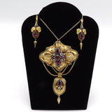 Cannetille 14K Gold Necklace, with Sapphires and Garnets Necklace Kirsten's Corner Jewelry 