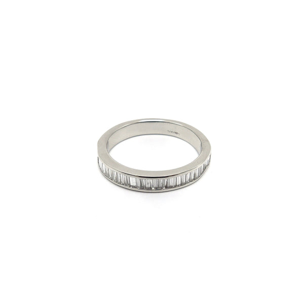 Vintage Platinum Half Eternity Ring with Baguette Diamonds Ring Kirsten's Corner Jewelry 