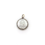 18K Gold & Platinum Mother of Pearl Madonna Medallion Pendant, Charm Kirsten's Corner Jewelry 