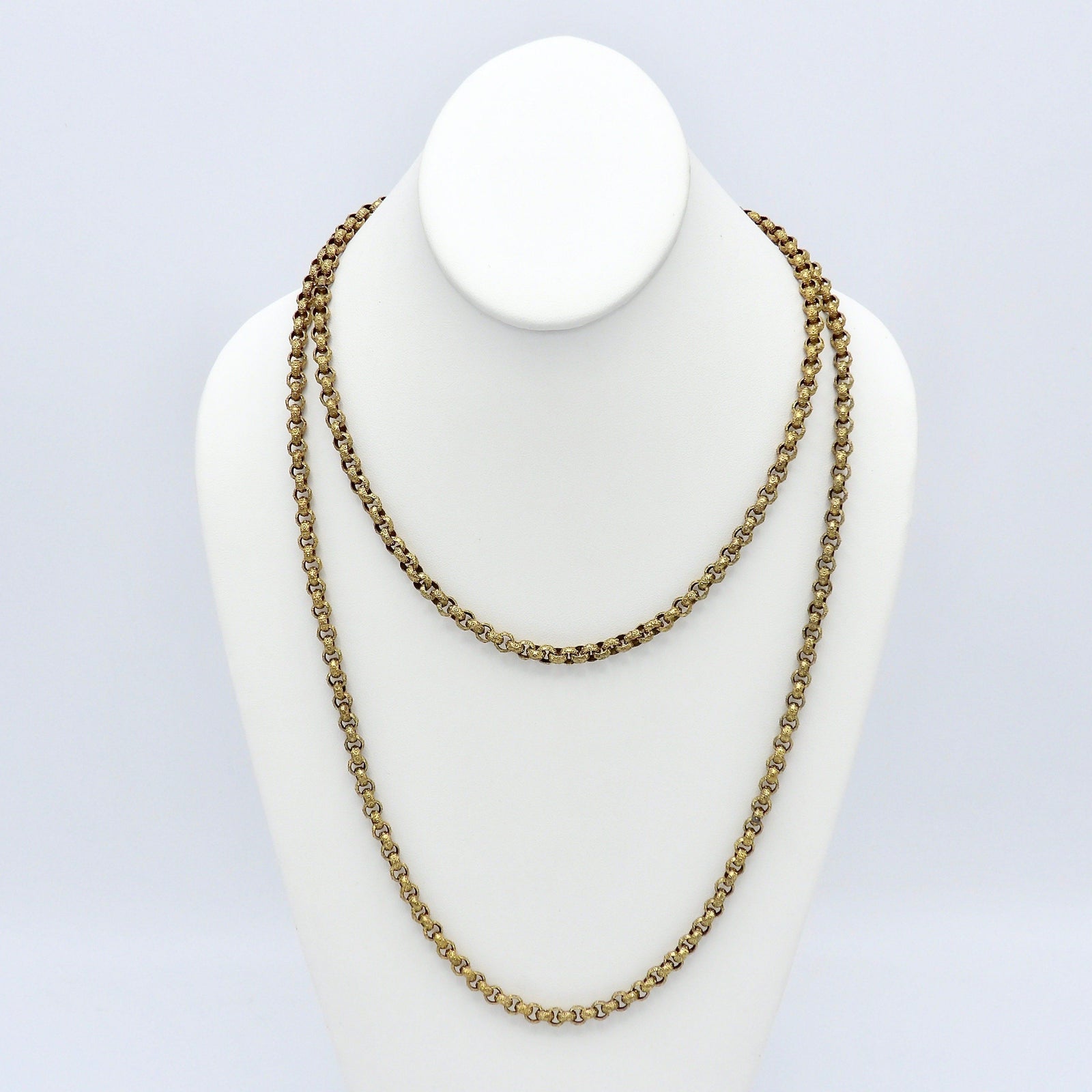 Georgian Pinchbeck Muff Chain with Hand Clasp| Kirsten's Corner