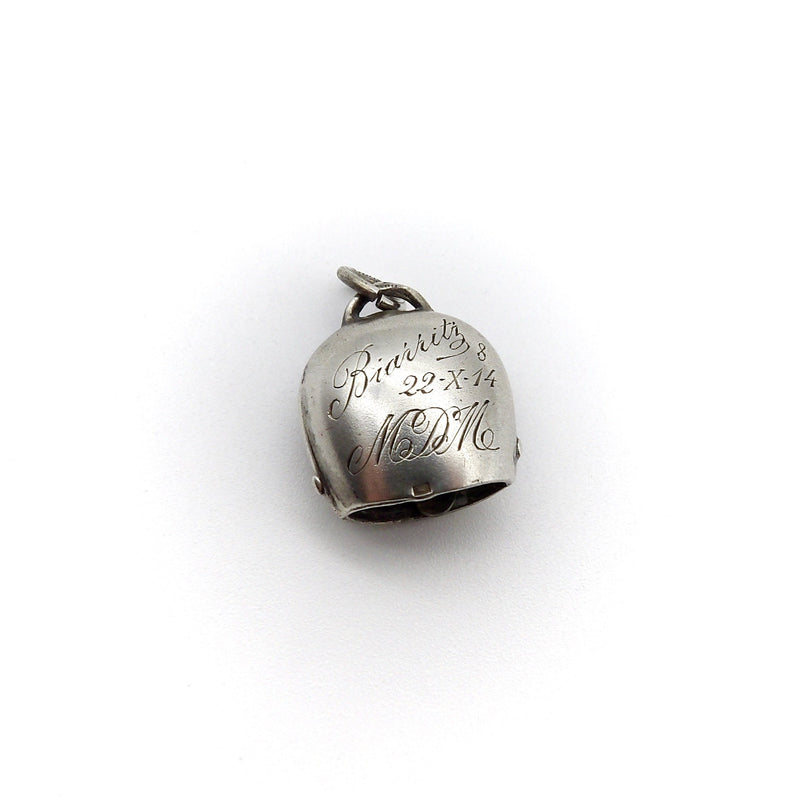 Biarritz Casino Scenic Enamel Silver Cowbell Charm Kirsten's Corner 