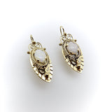 14K Gold and Opal Etruscan Revival Drop Earrings Earrings Kirsten's Corner Jewelry 