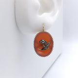 14K Victorian Carnelian Earrings with Diamond Leaf Detail Earrings Kirsten's Corner Jewelry 