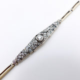 Articulated Victorian Silver Topped 14K Gold Diamond Bracelet
