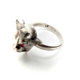 Victorian Sterling Silver Bull with Garnet Eyes Ring Ring 