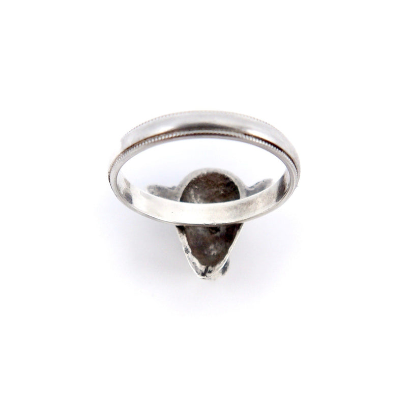 Victorian Sterling Silver Bull with Garnet Eyes Ring Ring 