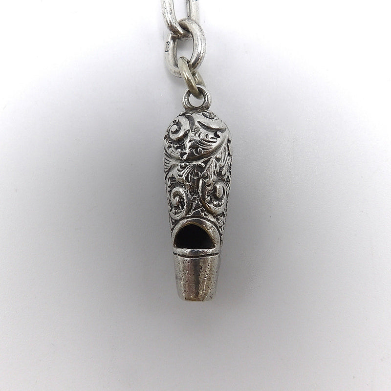 Victorian Sterling Silver Whistle on Bracelet Chain Kirsten's Corner 