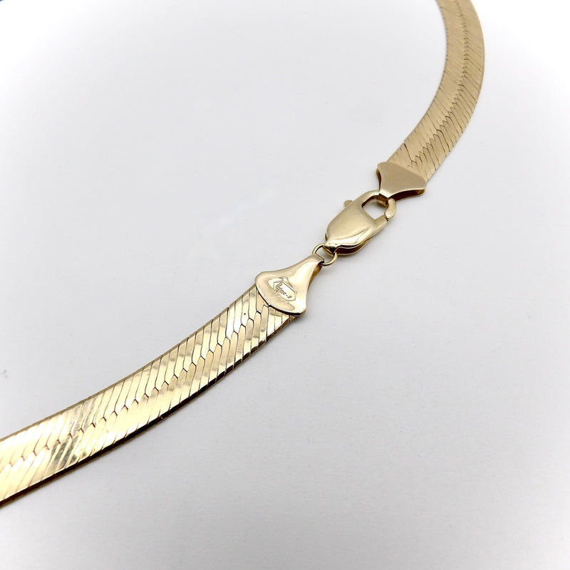 Vintage 14K Gold Wide Herringbone Necklace Necklace Kirsten's Corner 